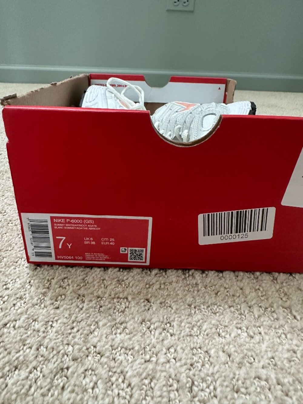Nike P-6000 – Youth Size 7Y / Women's 8.5 – Summit White/Apricot Agate – NIB - Picture 6 of 6